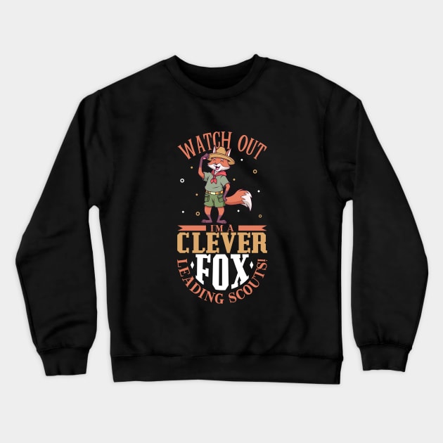 Clever fox leading scouts - Cub master Crewneck Sweatshirt by Modern Medieval Design